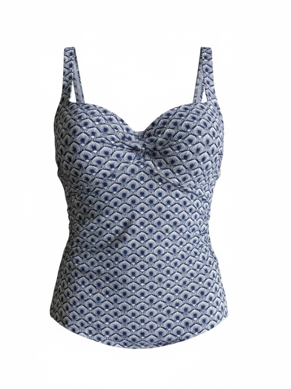 Bond-eye tankini top blue white
